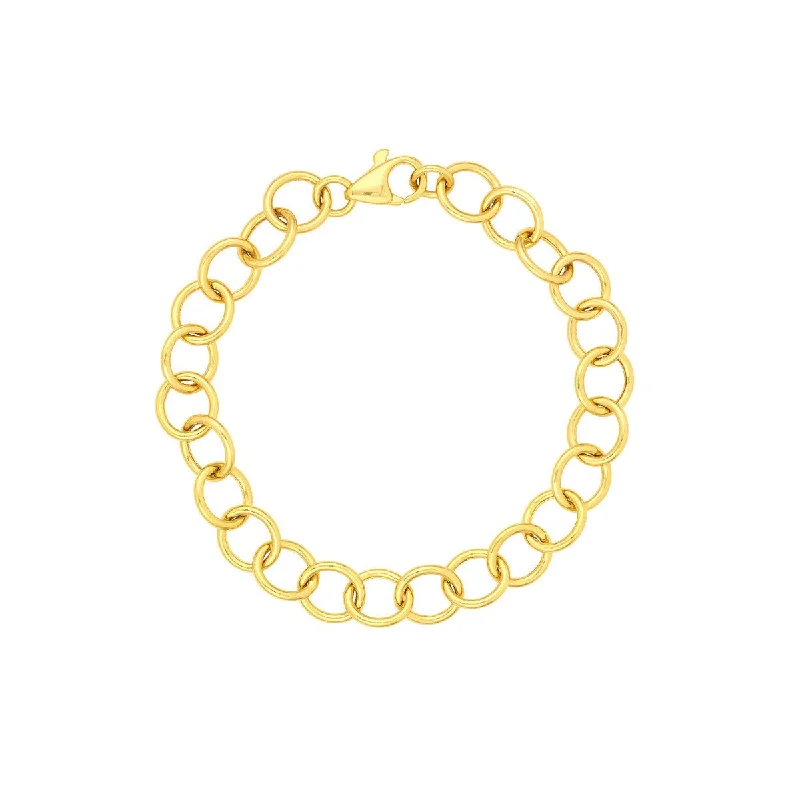 14K Yellow Gold Hollow Rounded Wire Link Bracelet