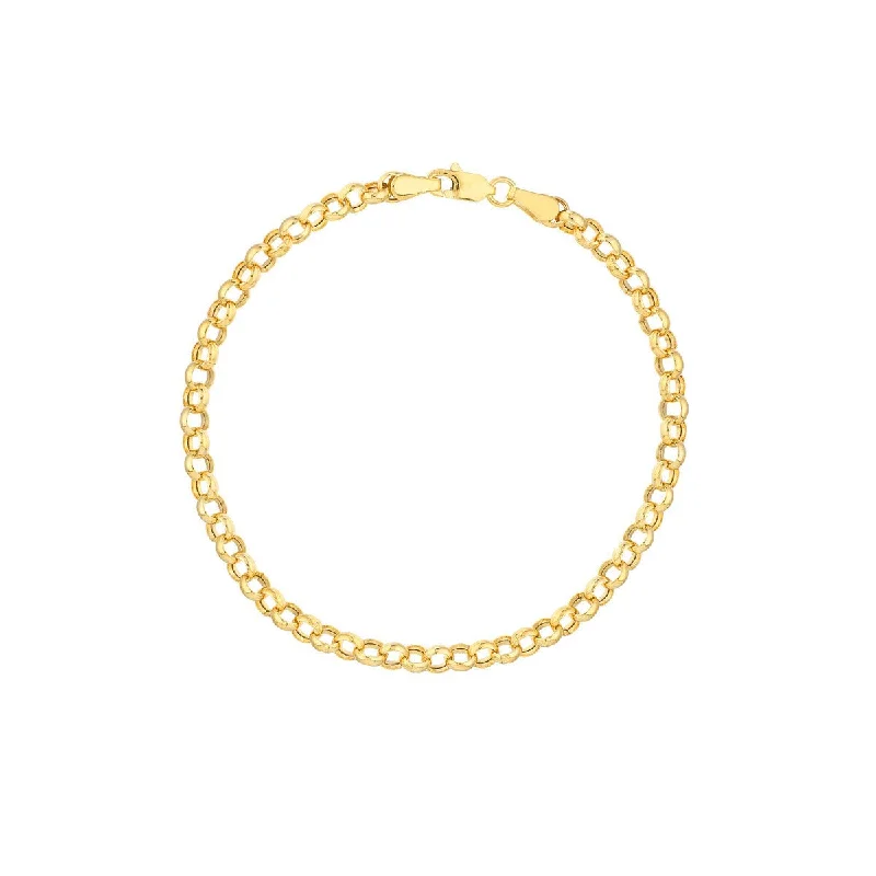 14K Gold 3.75mm Hollow Rolo Chain Bracelet