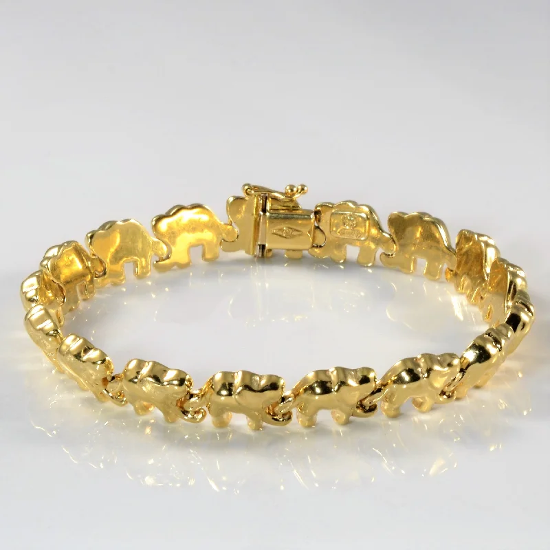 Heavy Gold Elephant Bracelet | 8" |