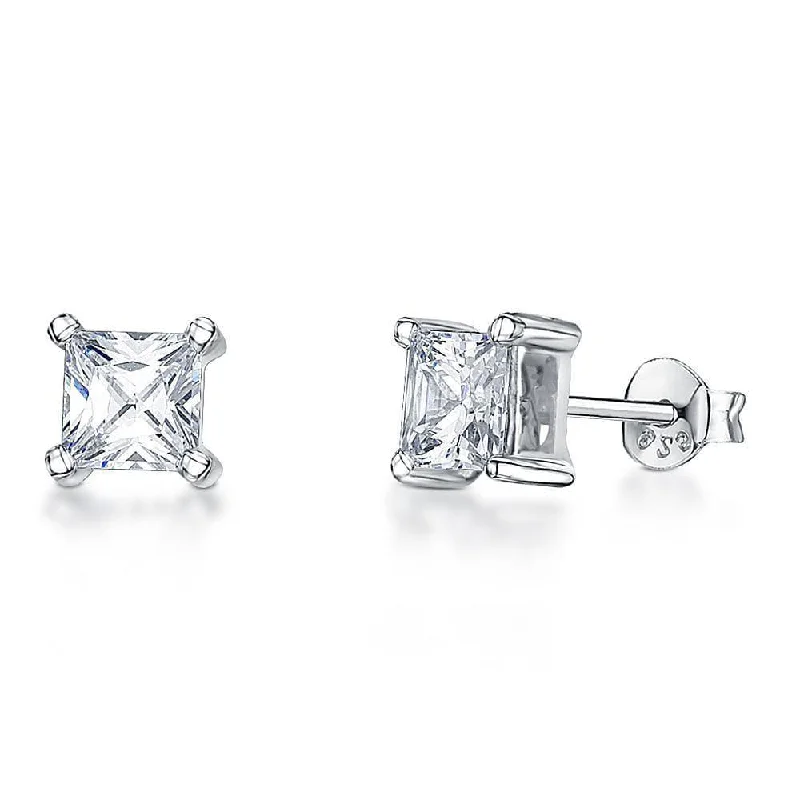 Jools 4mm Square Cubic Zirconia Stud Earrings