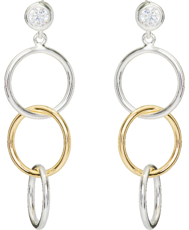 Unique & Co Sparkling Golden Circles Drop Earrings