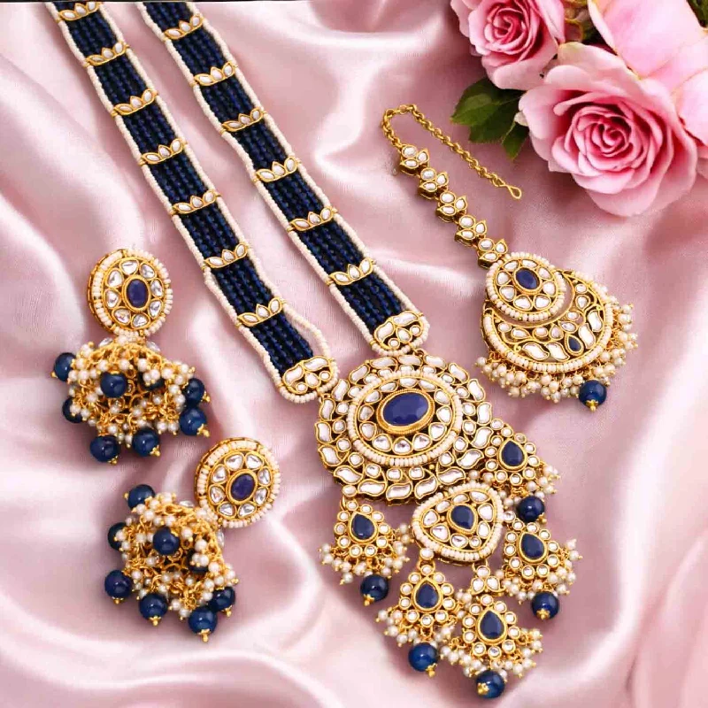 Navy Yashashvi Kundan Jewellery Set