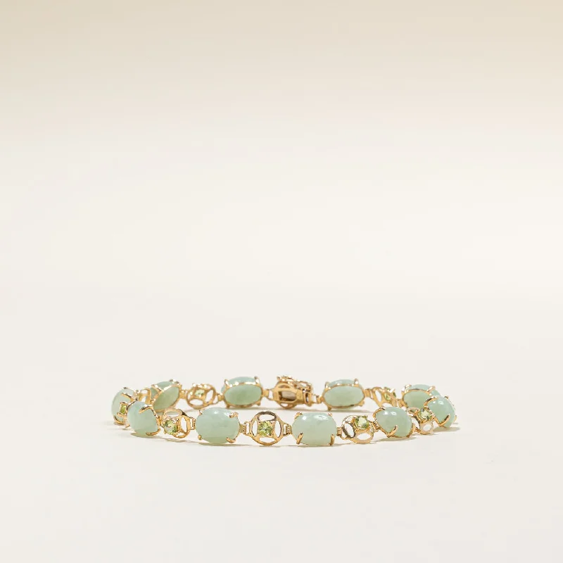 Jade & Peridot Bracelet | 17.50ctw, 1.00ctw | 7.5" |