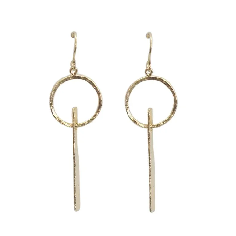 Geometric Hammered Drop Earrings