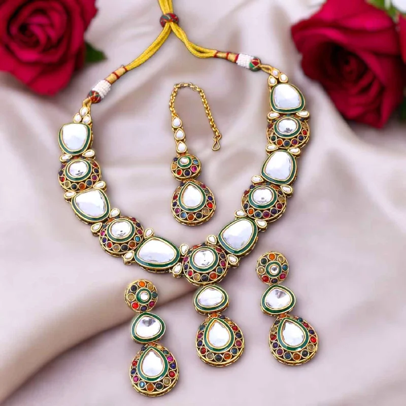 Multicolor Ghurmita Kundan Jewellery Set