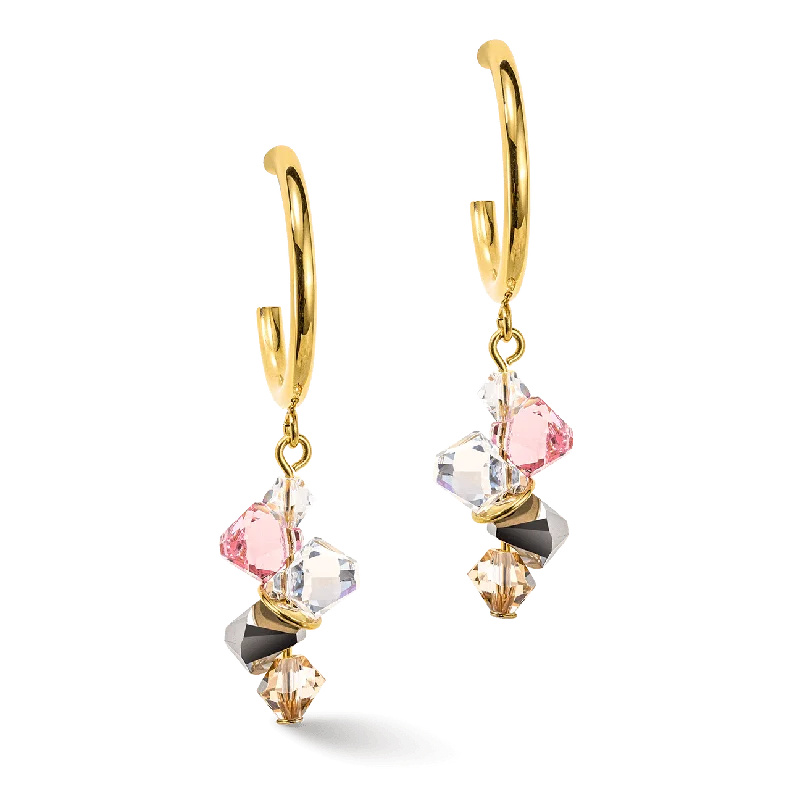 Coeur De Lion Gold and Light Rose Dancing Crystals Earrings