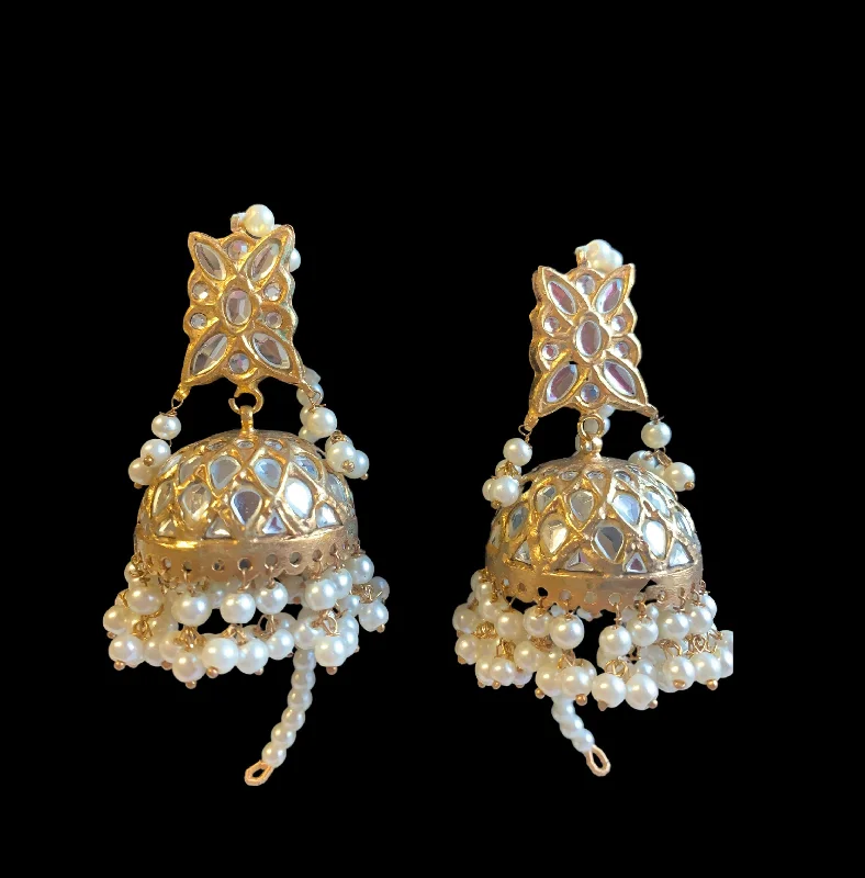 DER242 Mantra kundan jhumka ( READY TO SHIP )