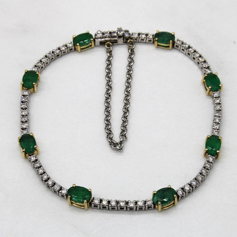 Emerald & Diamond Tennis Bracelet | 3.55ctw, 1.00ctw | 7" |