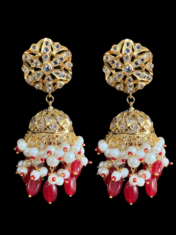 DER328 Meera  hyderabadi jhumka in pearls - large ( READY TO SHIP)