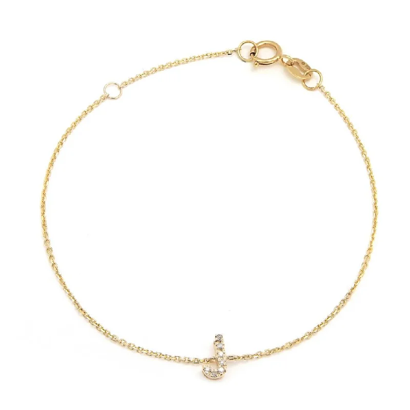 14K Yellow Gold Diamond Initial "J" Bracelet