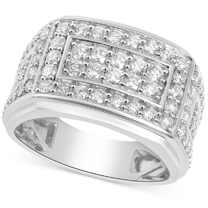 2Ct Diamond Mens Ring in 10k White or Yellow Gold