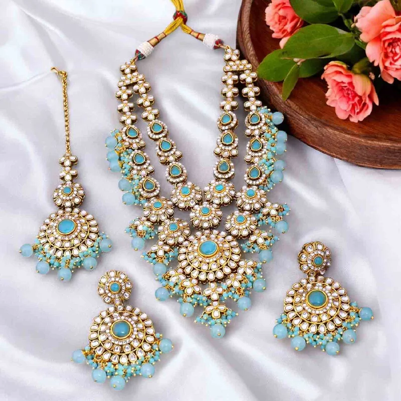 Turquoise Yunita Kundan Jewellery Set