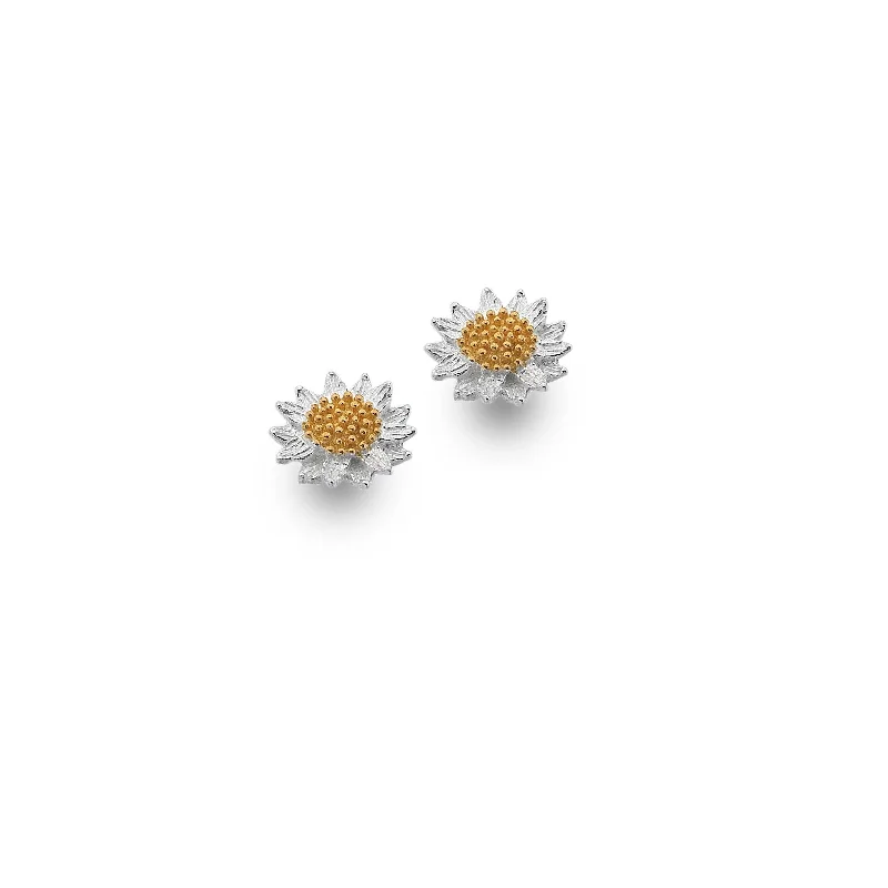 Sea Gems Sterling Silver Sunflower Stud Earrings