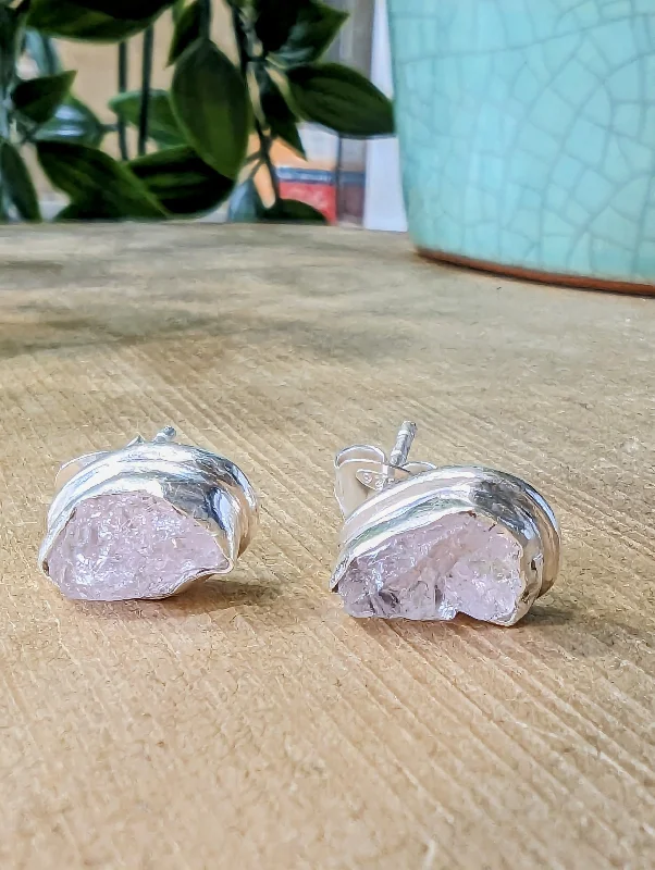 Sterling Silver Pink Morganite Stud Earrings