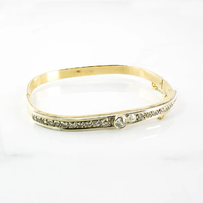 Hinged Art Deco Diamond Bangle Bracelet | 1.35 ctw | SZ 7.5" |