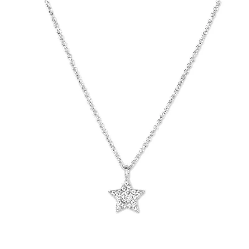 Sterling Silver Small Micro Pave Star Necklace