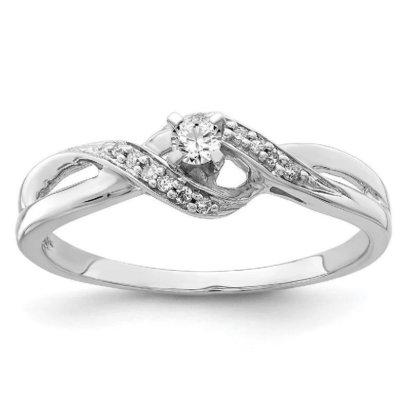 Curata 925 Sterling Silver Polished Open back Diamond Promise Ring