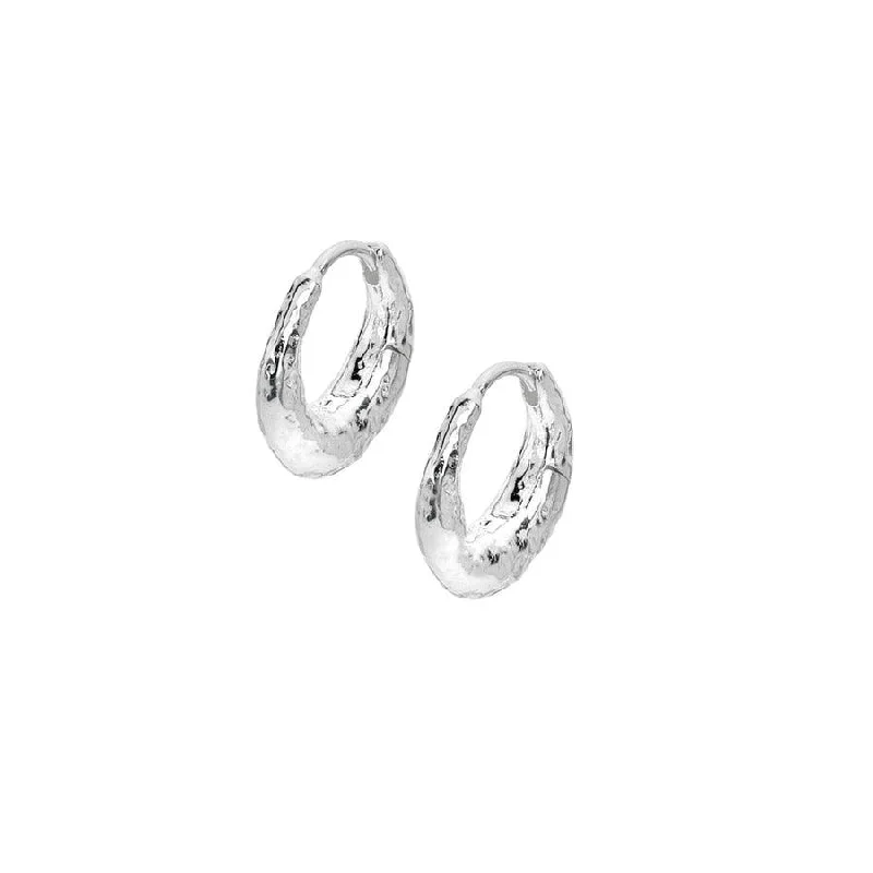 Sea Gems Sterling Silver Ocean Nomad Huggie Hoop Earrings