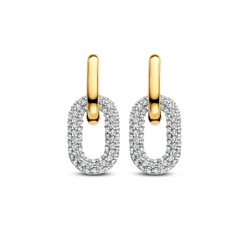 Ti Sento Gold Cubic Zirconia Link Earrings