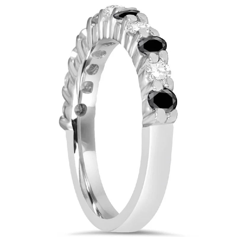 5/8CT Black & White Diamond Wedding Ring White Gold