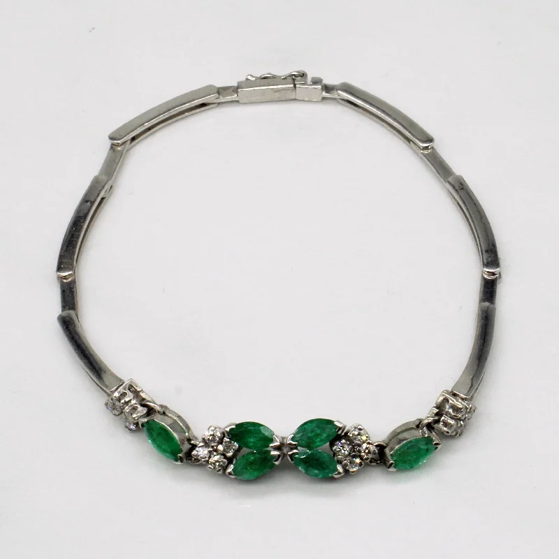 Emerald & Diamond Bracelet | 1.00ctw, 0.32ctw | 7" |