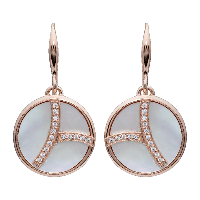 Unique & Co Mother of Pearl Drop Earrings - 18ct Rose Gold Vermeil