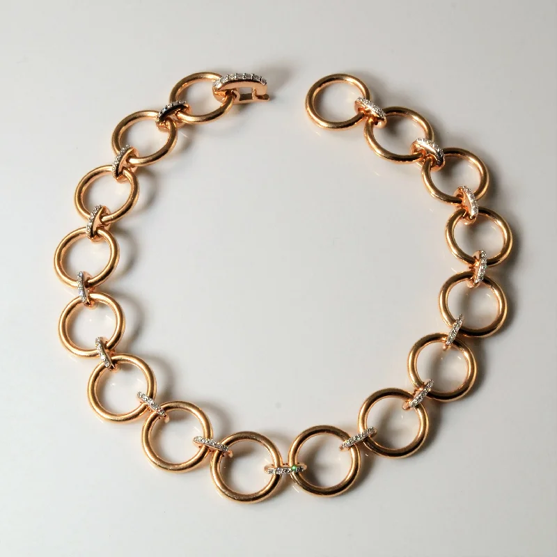 Diamond Linked Rose Gold Circle Bracelet | 0.08ctw | 6.5" |