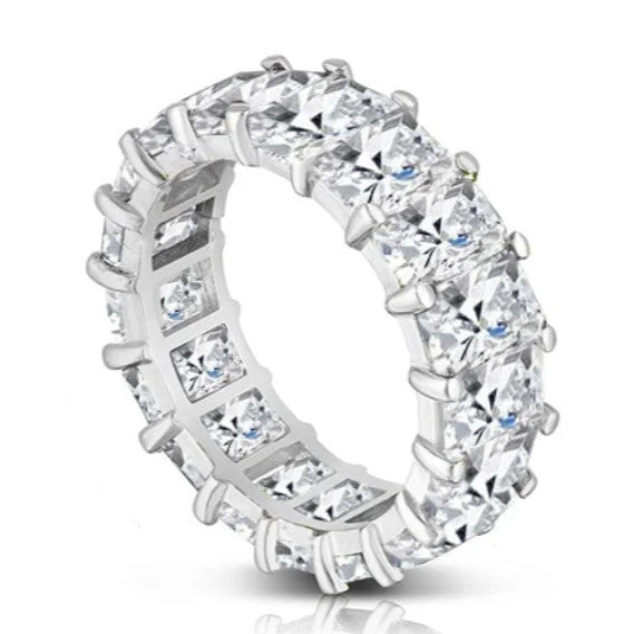 Emerald Cut Crystal Eternity Band Made With Swarovski Elements