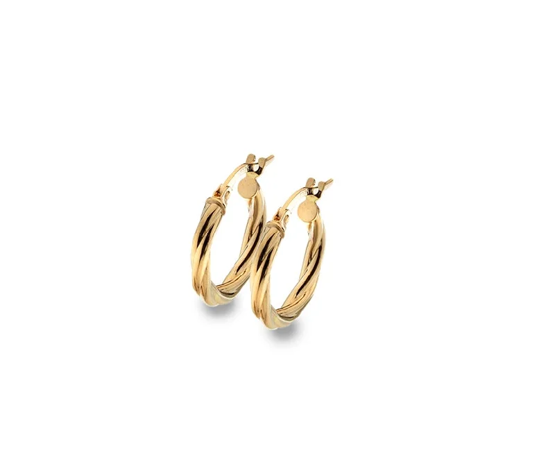 9ct Gold 10mm Twisted Hoop Earrings