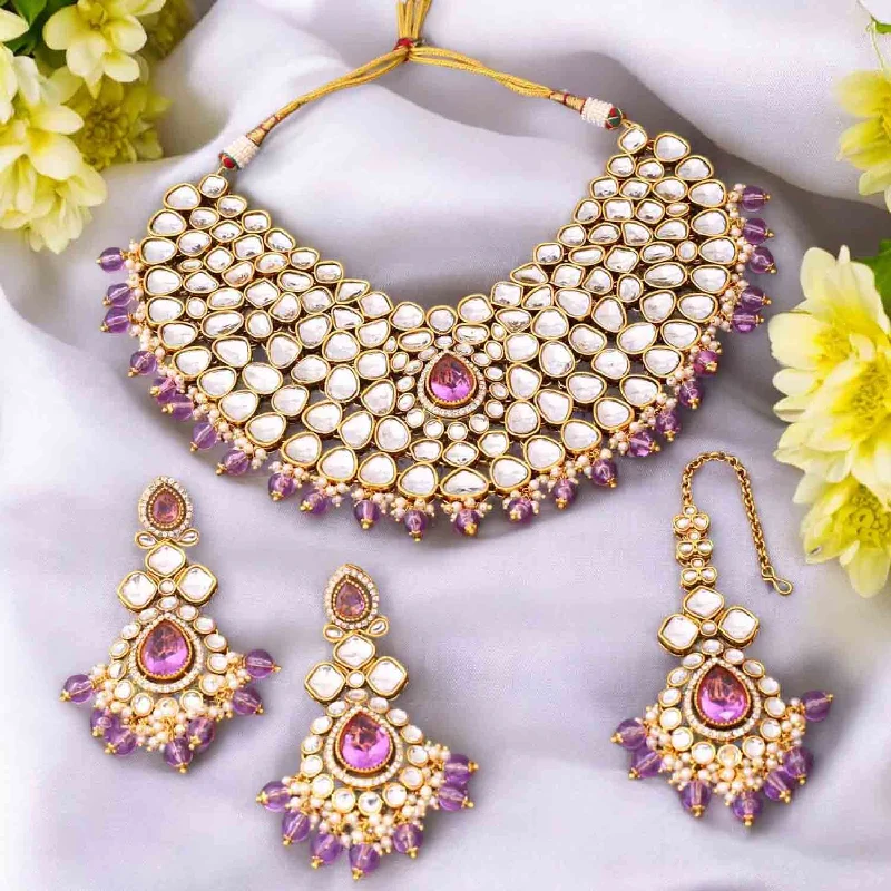 Purple Vandanti Kundan Jewellery Set