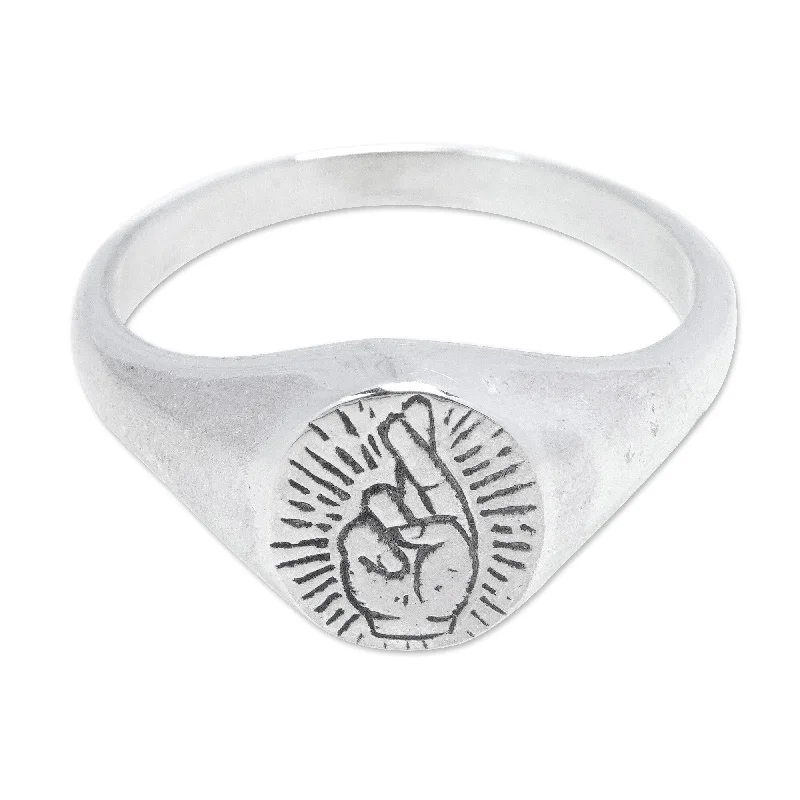 Novica Handmade Icon Of Peace Sterling Silver Signet Ring