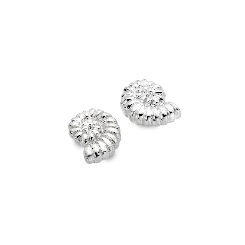 Sea Gems Ammonite Shell Stud Earrings