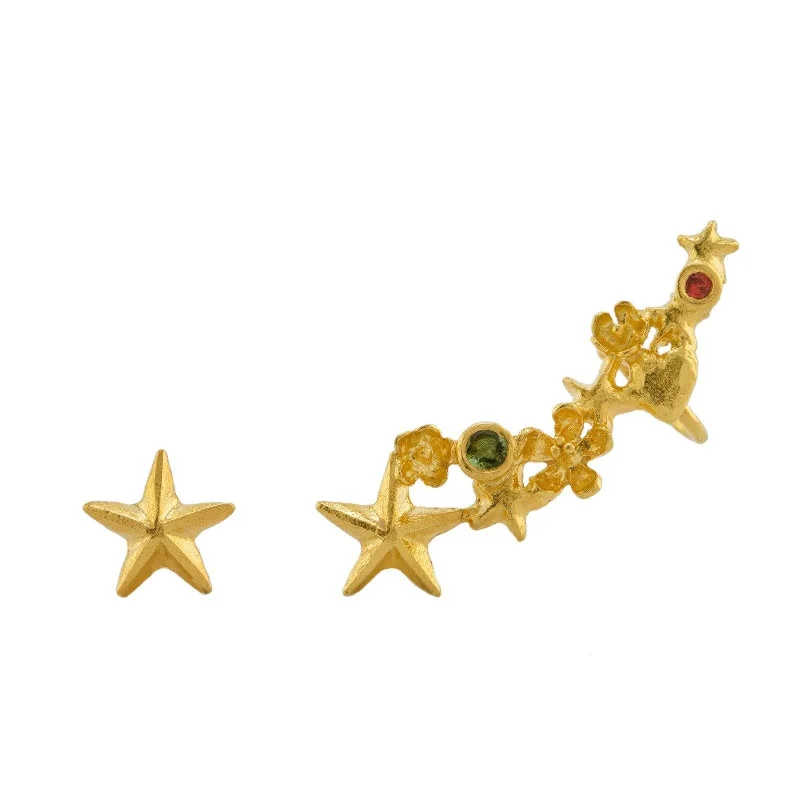 Alex Monroe Asymmetric Celestial Climber Earrings