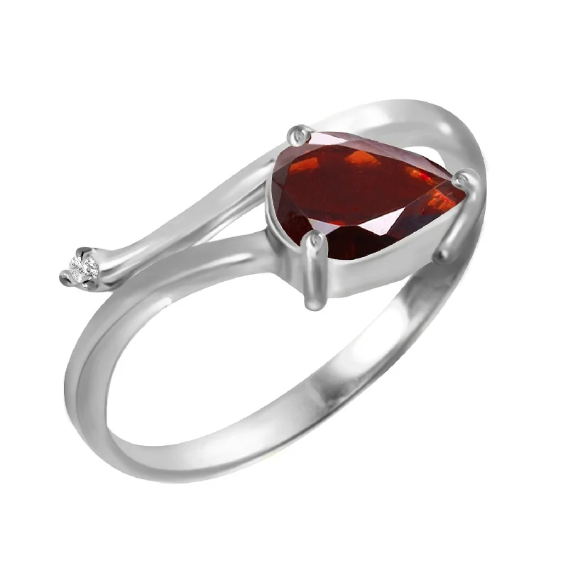 14k Solid Gold 0.83 ct Natural Diamond & Garnet Gemstone Ring Pear Cut