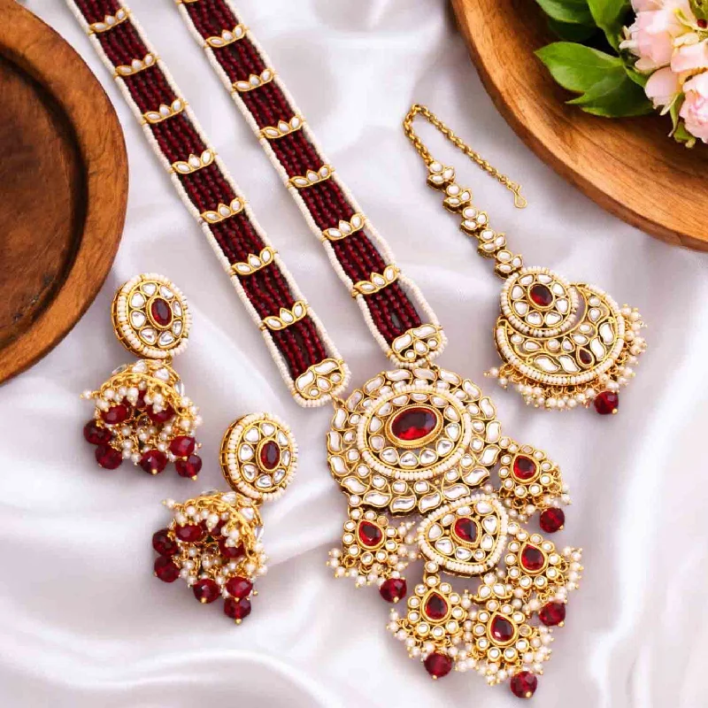 Maroon Yashashvi Kundan Jewellery Set