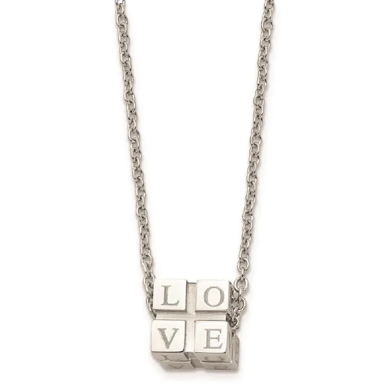 Stainless Steel Polished Love Box Necklace