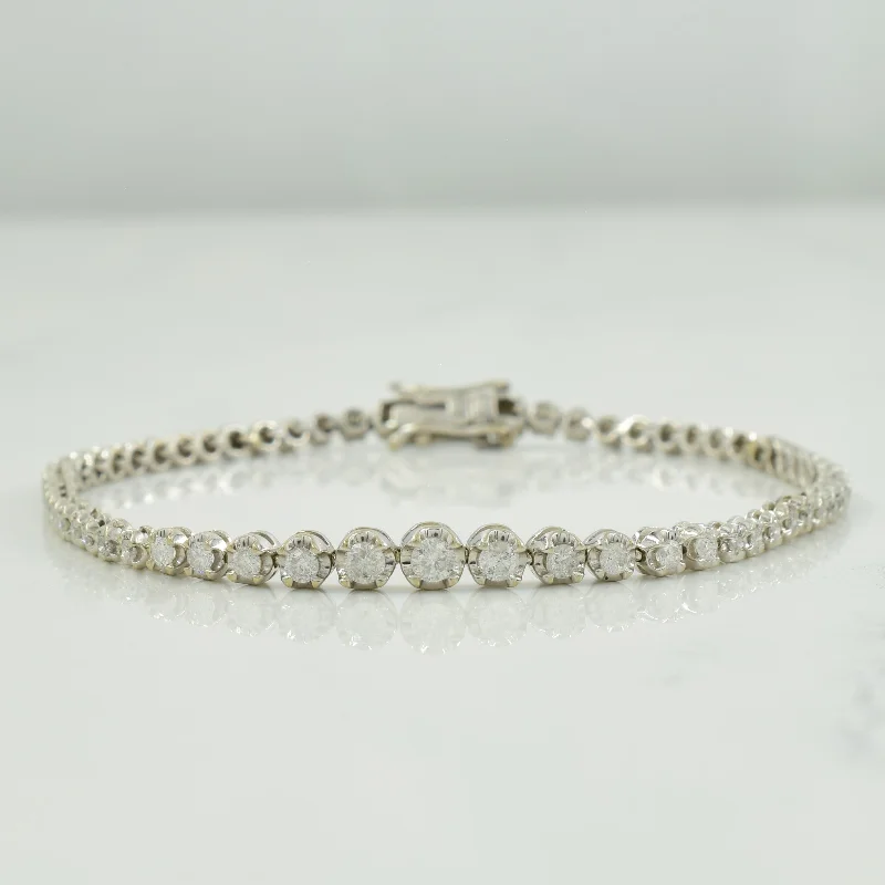 Diamond Tennis 14k White Gold Bracelet | 1.04ctw | 7" |