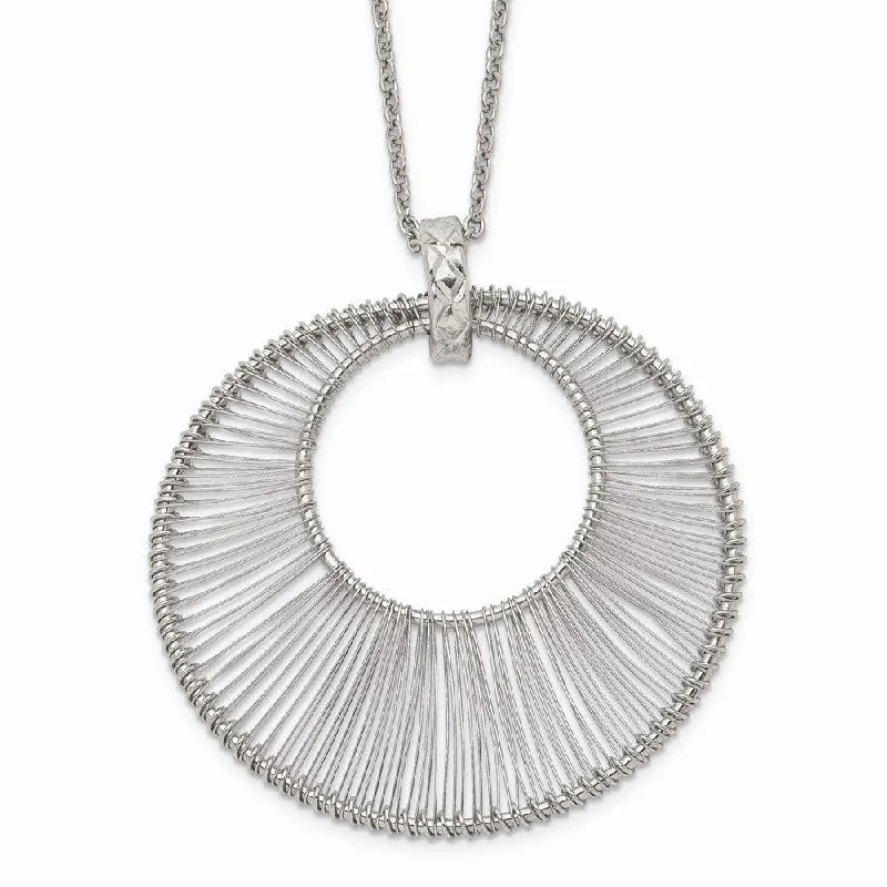 Stainless Steel Polished Wire Circle w/2in ext. Necklace