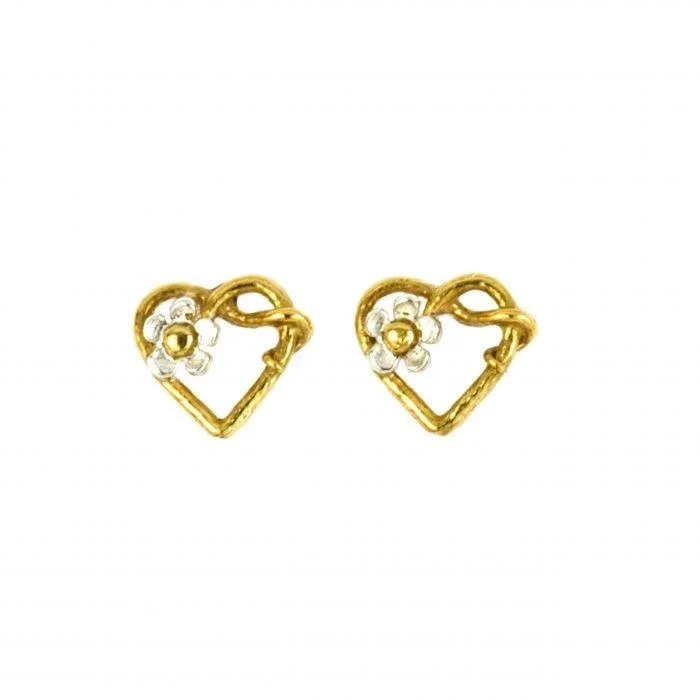 Alex Monroe Posy Heart Stud Earrings