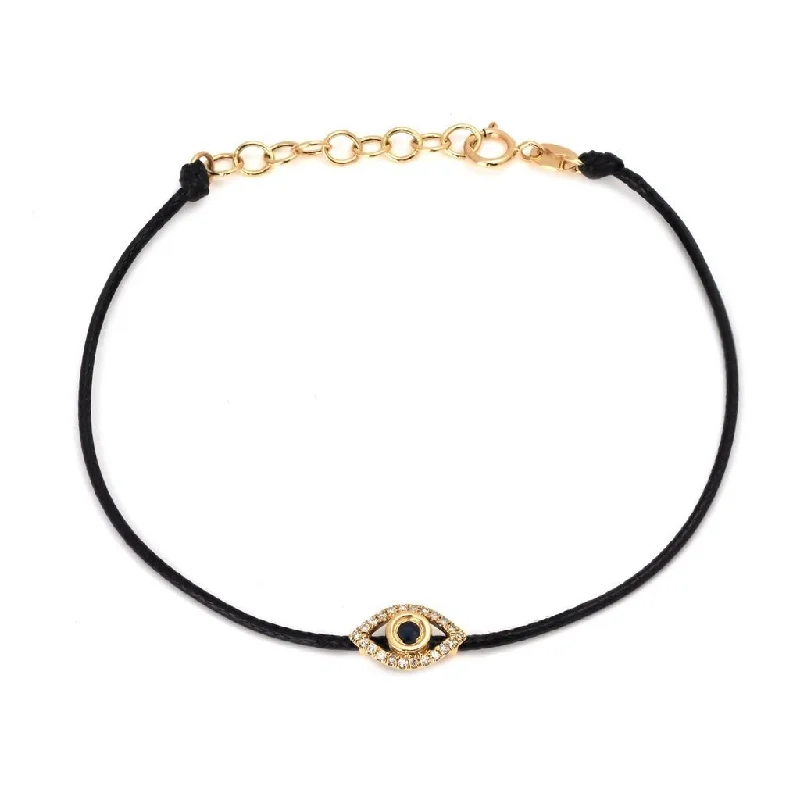 14K Yellow Gold Eye Round Bezel Sapphire Bracelet