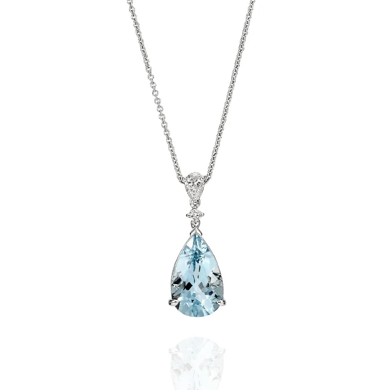 Aquamarine Pear Shape & Diamond pendant