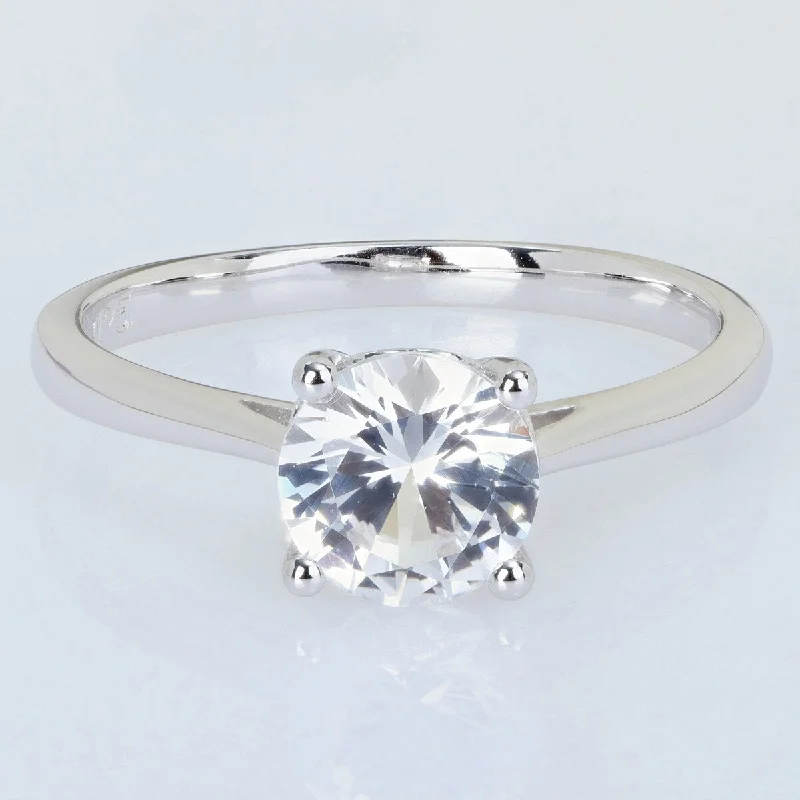 Miadora 1 5/8ct TGW Created White Sapphire Solitaire Ring Sterling Silver