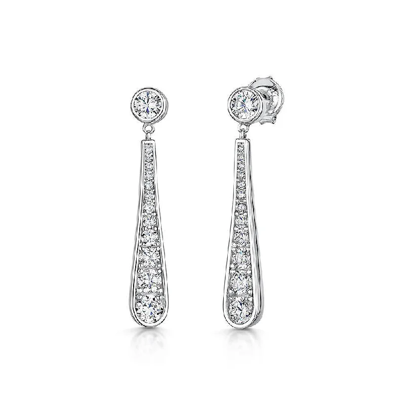 Long Teardrop CZ Earrings in Sterling Silver