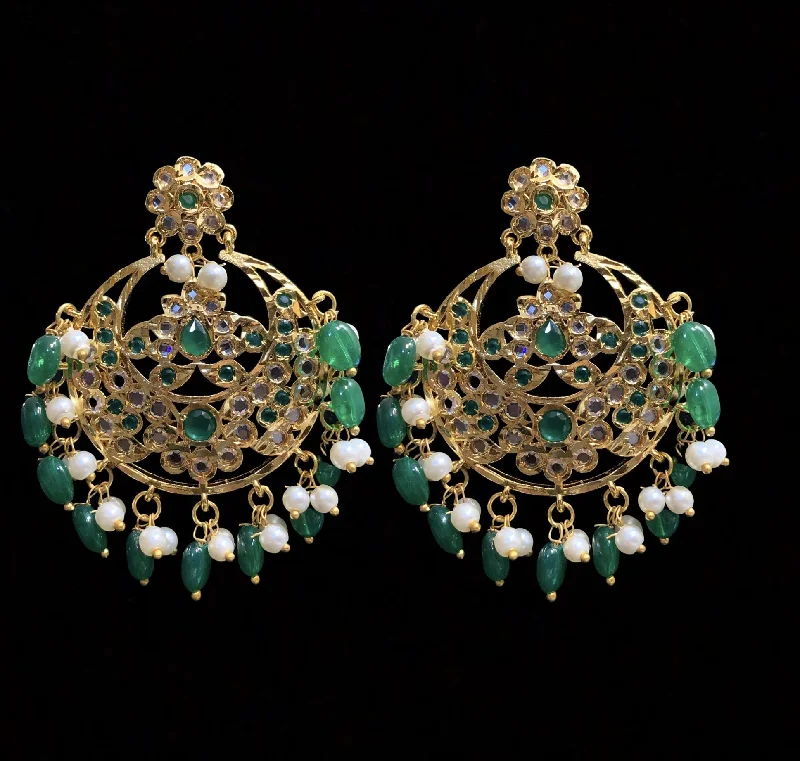 Afiza hyderabadi chandbali  in green ( READY TO SHIP )