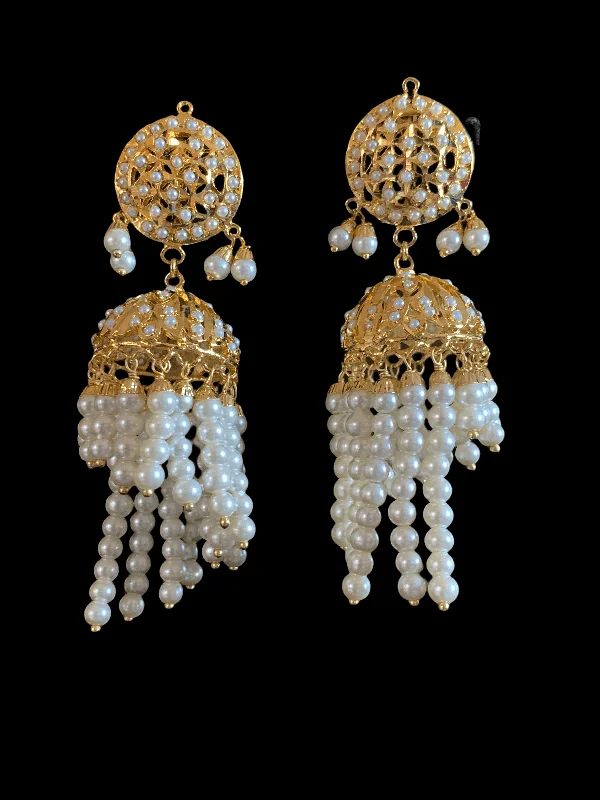 Jadau jhumka in pearls ( READY TO SHIP )