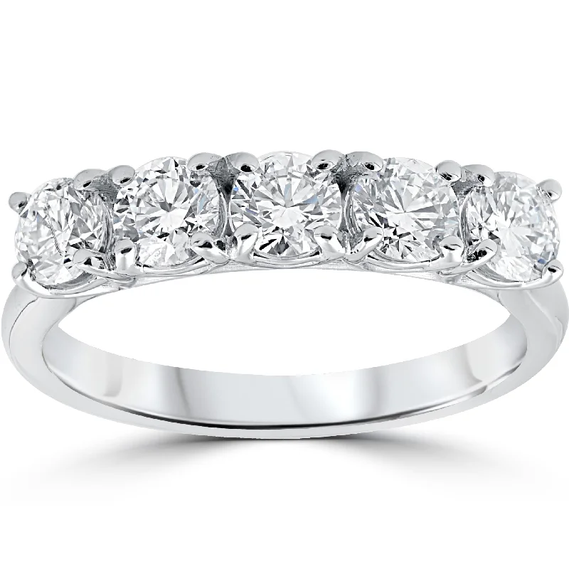 1 1/4 ct 5-Stone Diamond Trellis Anniversary Ring White Gold