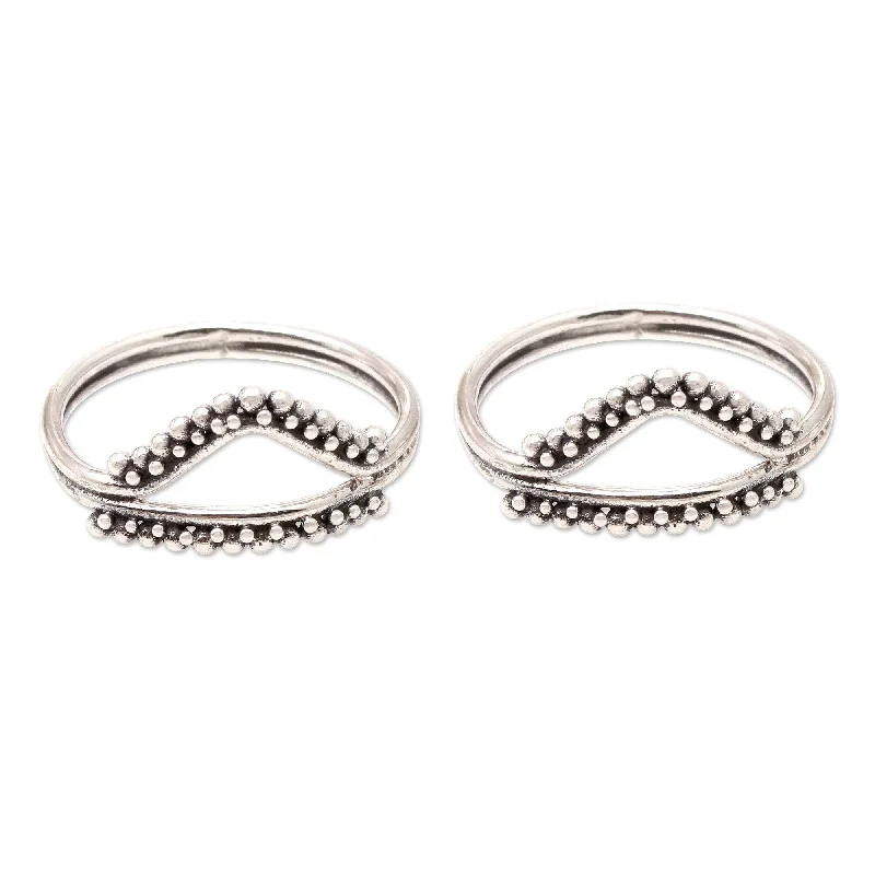 Novica Handmade Twin Peaks Sterling Silver Stacking Rings (Pair)