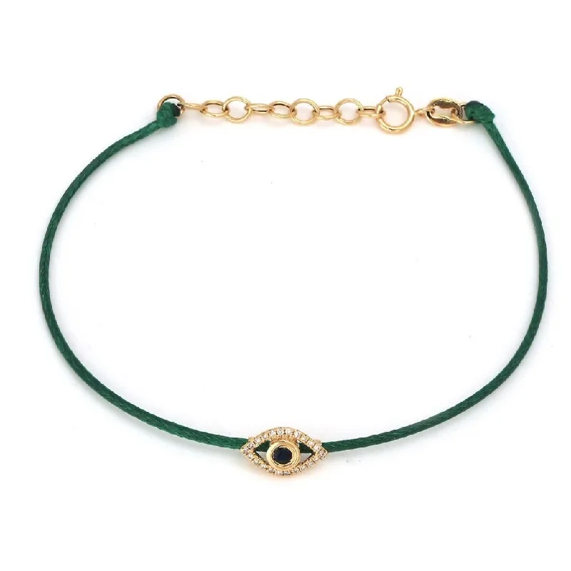 14K Yellow Gold Eye Round Bezel Sapphire Bracelet