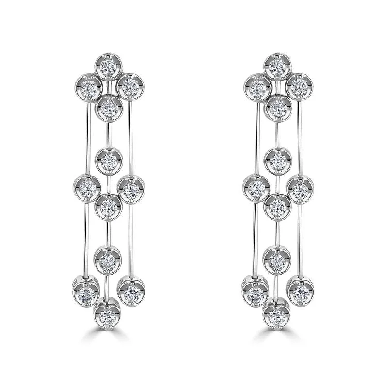 Floral Drop Earrings - 18ct White Gold & Diamonds