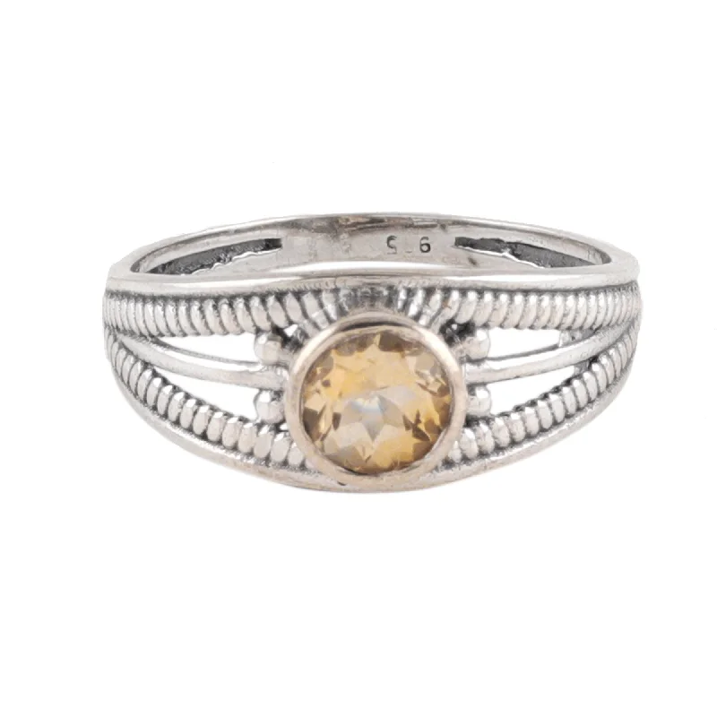 Novica Handmade Joyous Eden Citrine Domed Single Stone Ring